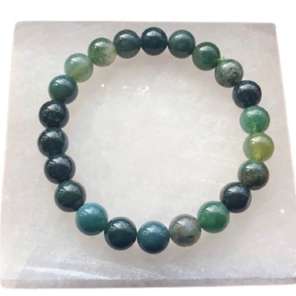 NEW 8mm Tourmaline Quartz, Mookaite, Moss Agate Beaded Stretch Bracelets - Picture 8 of 8